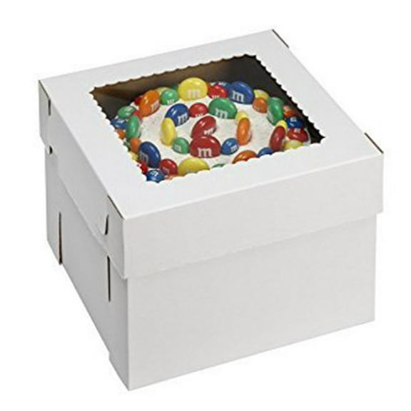 W PACKAGING WPCKB168 16x16x8 White/Kraft Plain 8" Deep Cake Box W/Window, E-Flute Pack of 25