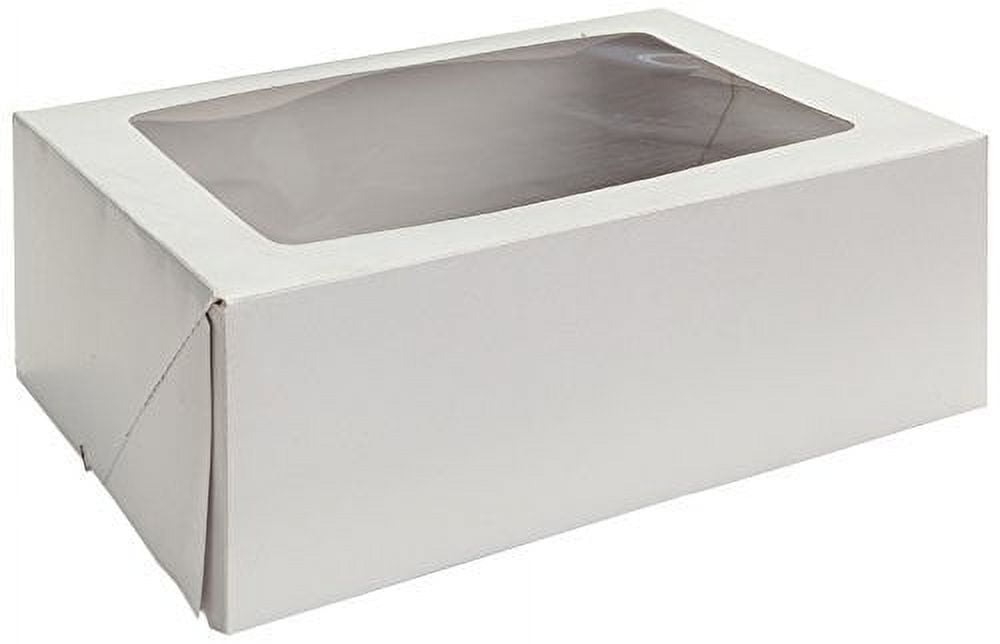 W PACKAGING WPWCB9WP 9x9x5 White/Kraft Plain Cake Box W/Window for Cake ...