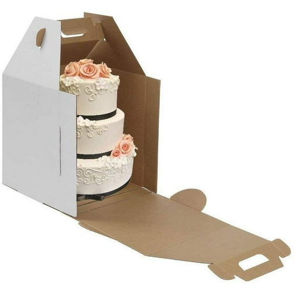 W Packaging 16" x 16" x 18" Tall White Kraft Cake Box (3 Count)