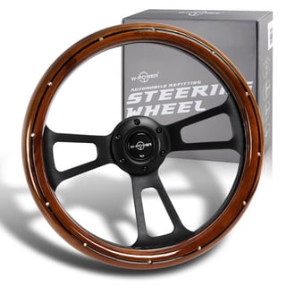 14 Slotted 3 Spoke Steering Wheel Wood Grip, 6 Hole Hot Rod Chevy Ford 14 Slotted 3 Spoke Steering Wheel Wood Grip, 6 Hole Hot Rod Chevy Ford