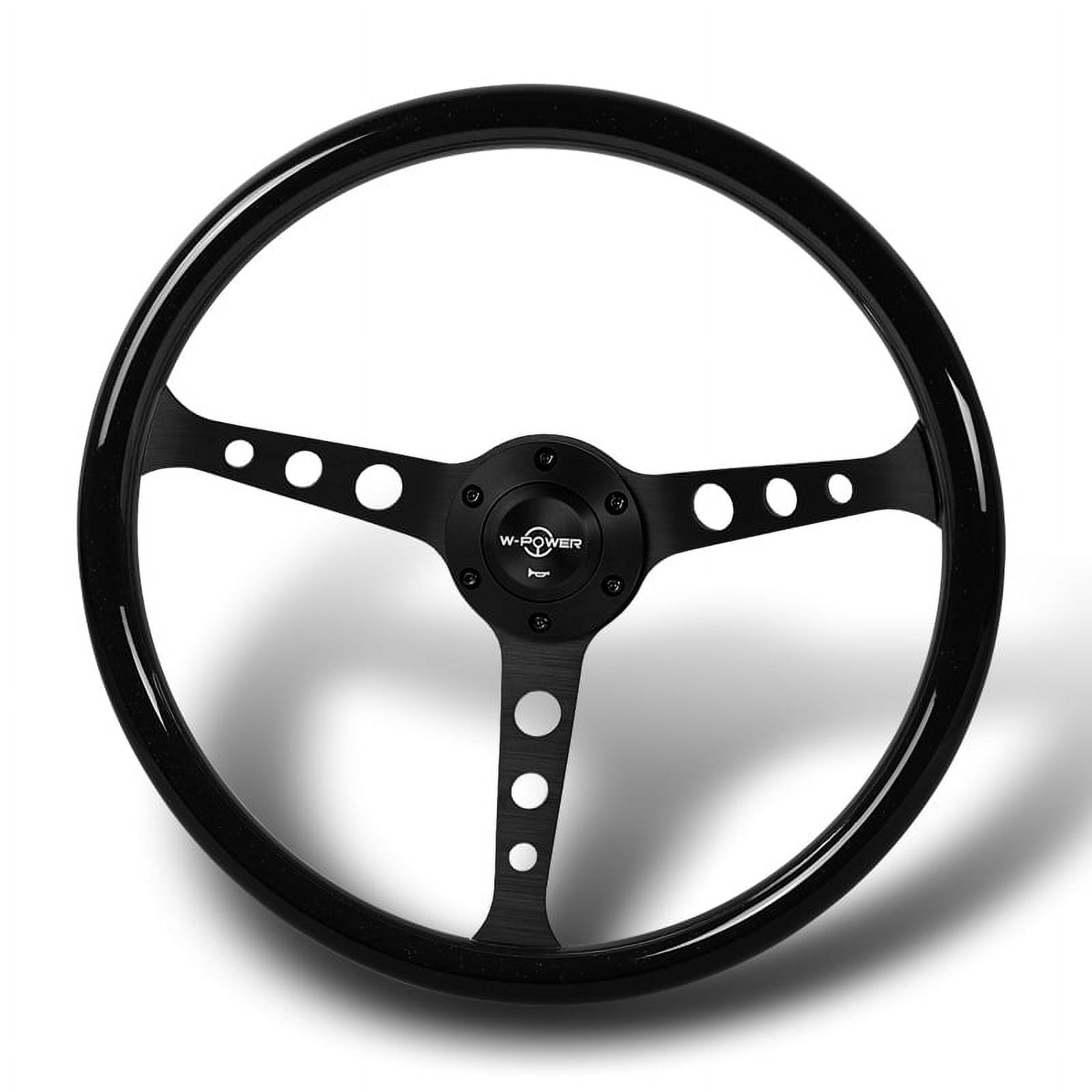 W-Power 380MM Black Wood Grain 6-Holes Matt Black Spoke 15-Inch ...