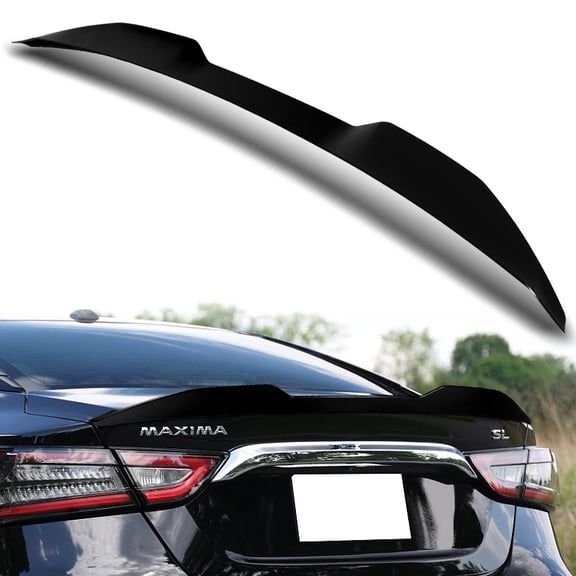 W-Power For 2016-2023 Nissan Maxima Pearl Black V-Style Duckbill Trunk Spoiler