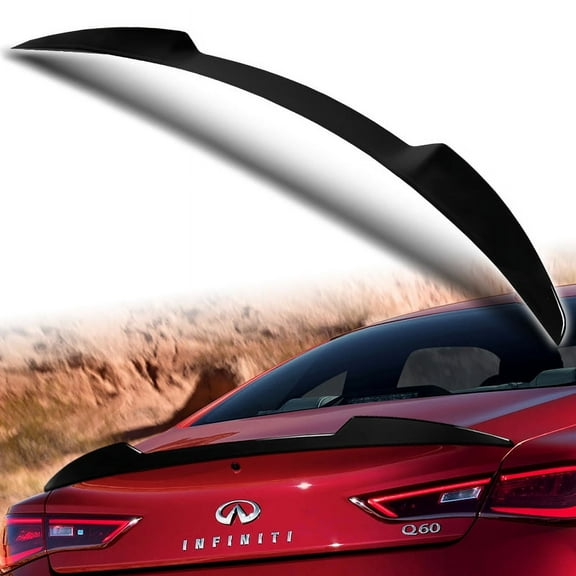 W-Power For 2017-2022 Infiniti Q60 Coupe Pearl Black Rear Trunk Spoiler V-Style