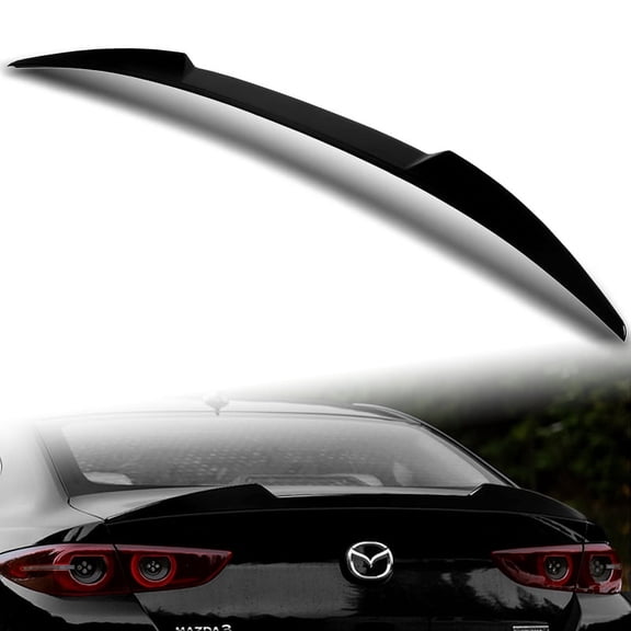 W-Power For 2019-2026 Mazda 3 Sedan Pearl Black V-Style Trunk Lid Spoiler Wing