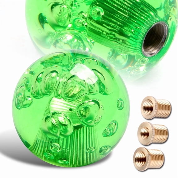 W-Power Universal 60mm  Ball Style Manual Transmission Green Diamond Crystal Bubble Shift Knob