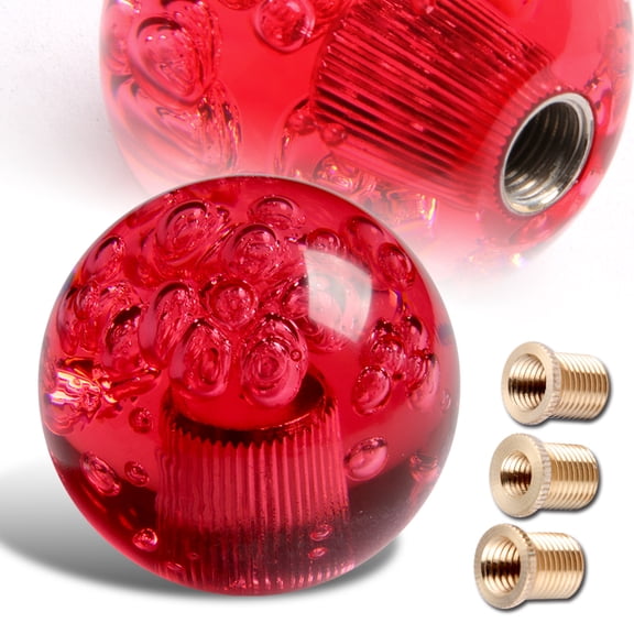 W-Power Universal 60mm Ball Style Manual Transmission Red Diamond Crystal Bubble Shift Knob