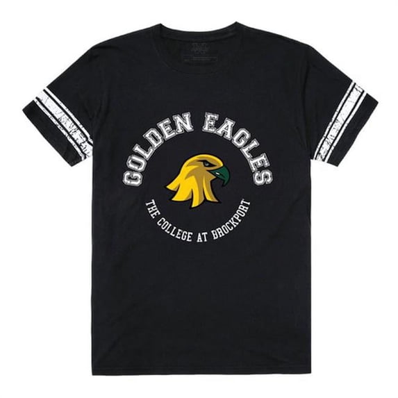 W Republic 504-271-BLK-04 The College at Brockport, State University Men Football T-Shirt, Black & White - Extra Large