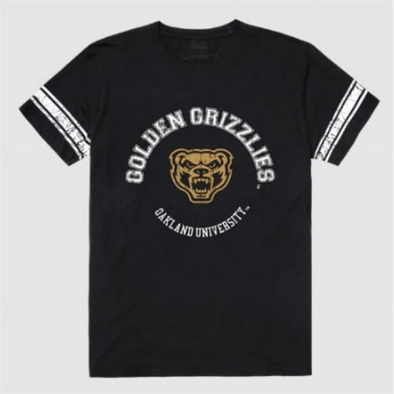 W Republic 504-359-BK3-01 Oakland University Golden Grizzlies Mens Football T-Shirt, Black - Small