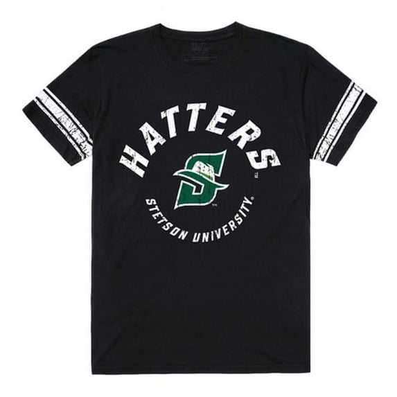W Republic 504-387-BLK-03 Stetson University Men Football T-Shirt, Black & White - Large