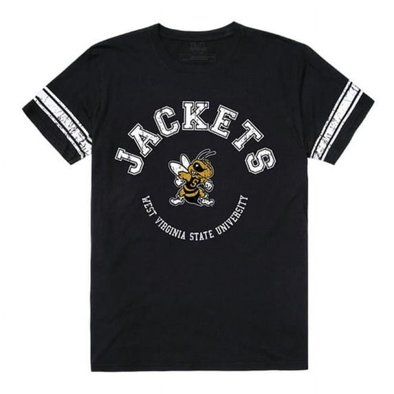 W Republic 504-404-BLK-02 West Virginia State University Men Football T-Shirt, Black & White - Medium