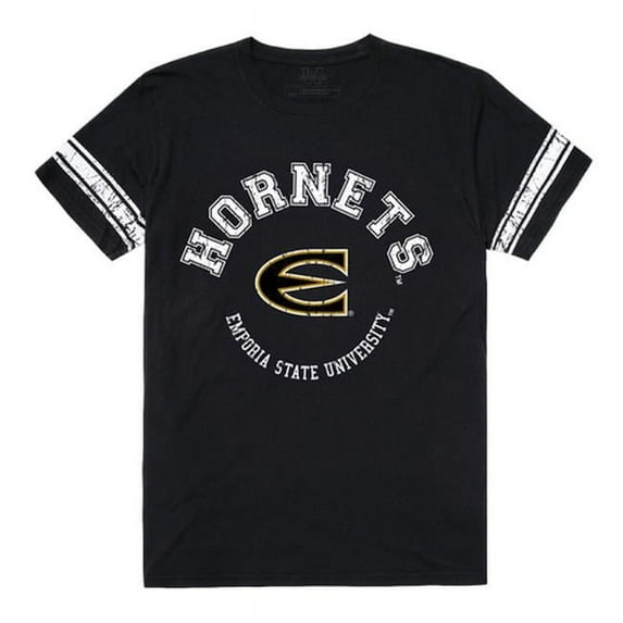 W Republic 504-423-BLK-03 Emporia State University Men Football T-Shirt, Black & White - Large