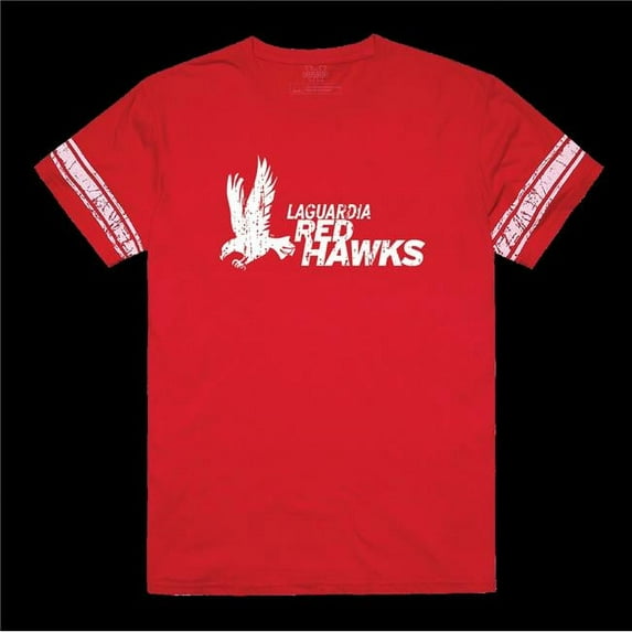 W Republic 504-528-RED-02 LaGuardia Red Hawks Mens Football T-Shirt, Red - Medium