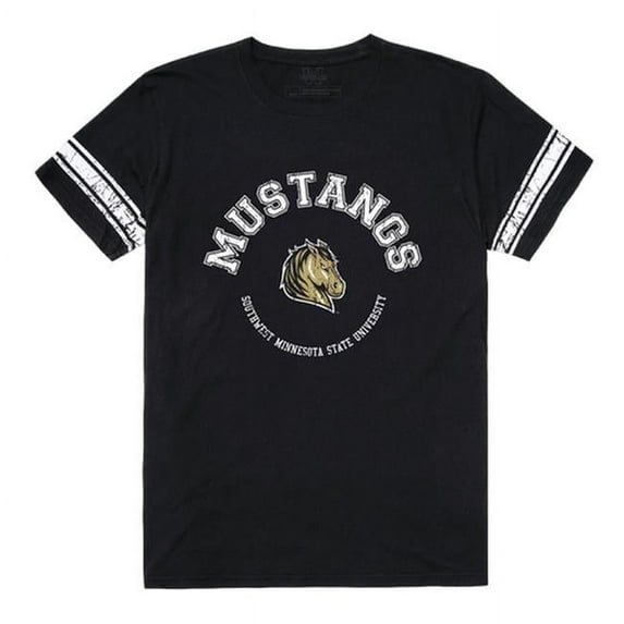 W Republic 504-674-BLK-04 Southwest Minnesota State University Mustangs Mens Football T-Shirt, Black - Extra Large