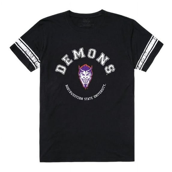 W Republic 504-689-BLK-02 Northwestern State University Demons Mens Football T-Shirt, Black - Medium