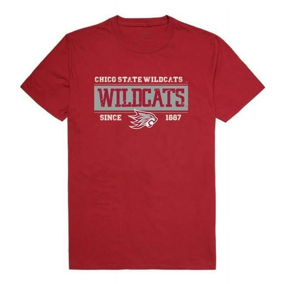 W Republic 507-163-CR2-03 NCAA Cal State Chico Wildcats Established Crewneck T-Shirts, Cardinal Red - Large
