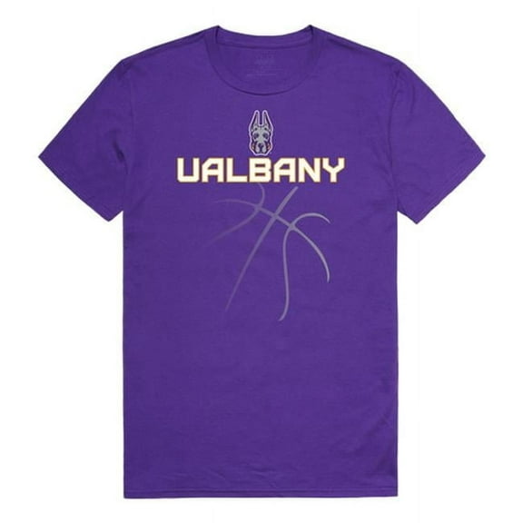 W Republic 510-103-PUR-02 University at Albany Men Basketball T-Shirt, Purple - Medium
