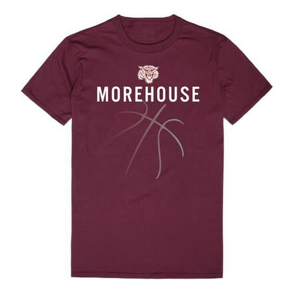 W Republic 510-346-327-04 Morehouse College Men Basketball T-Shirt, Maroon White - Extra Large