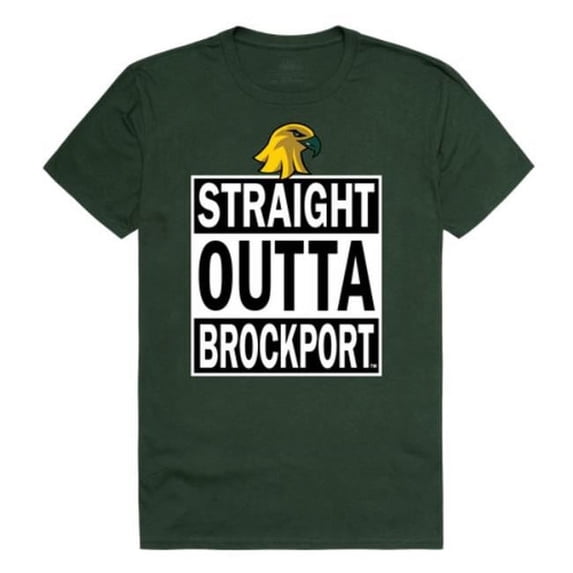 W Republic 511-271-033-02 Brockport College Straight Outta T-Shirt, Forest White - Medium