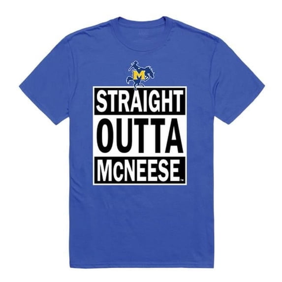 W Republic 511-338-B02-01 McNeese State University Men Straight Outta T-Shirt, Royal - Small