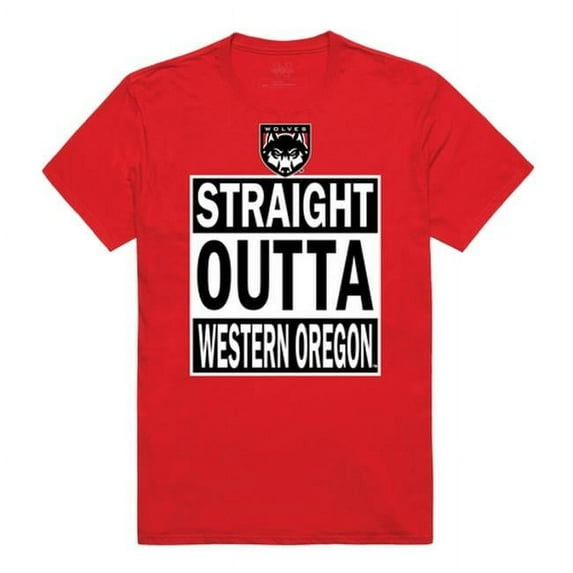 W Republic 511-406-RED-02 Western Oregon University Men Straight Outta T-Shirt, Red - Medium