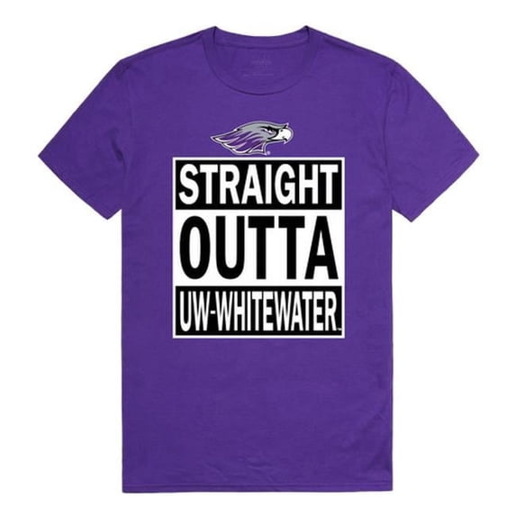 W Republic 511-414-328-04 University of Wisconsin-Whitewater Men Straight Outta T-Shirt, Purple - Extra Large