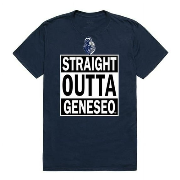 W Republic 511-520-NVY-01 The State University of New York Geneseo Knights Straight Outta T-Shirt, Navy - Small