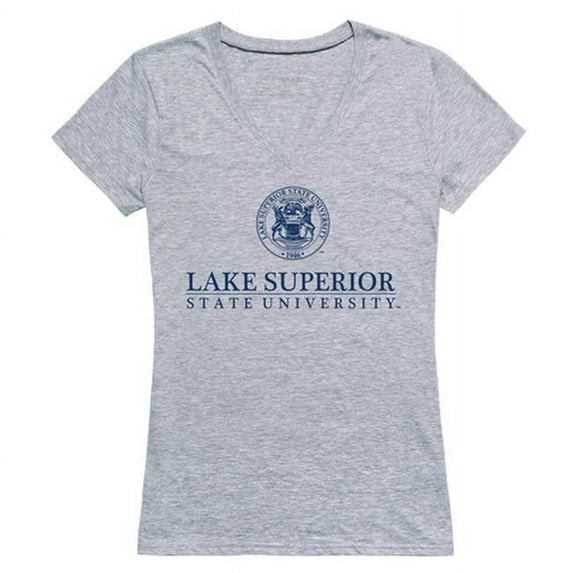W Republic 520-325-H08-02 Lake Superior State University Seal T-Shirt for Women, Heather Grey - Medium