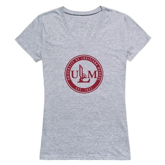 W Republic 520-331-H08-03 University of Louisiana Monroe Seal T-Shirt for Women, Heather Grey - Large