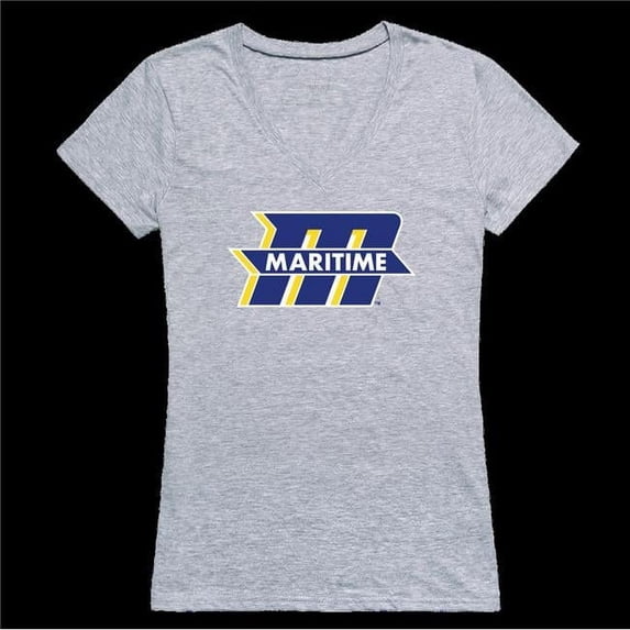 W Republic 520-742-HGY-05 Massachusetts Maritime Academy Buccaneers Women Seal T-Shirt, Heather Grey - 2XL