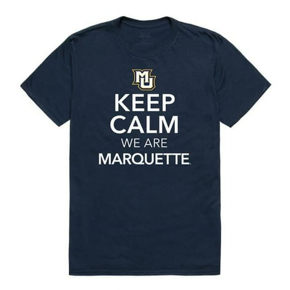 W Republic 523-130-NVY-02 Marquette University Men Keep Calm T-Shirt, Navy - Medium