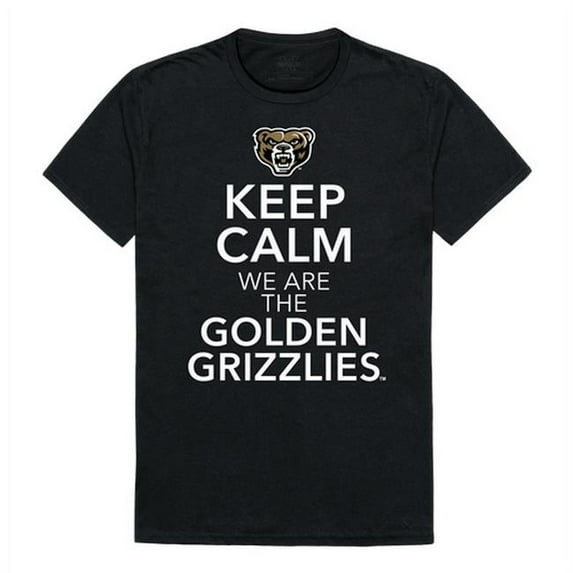 W Republic 523-359-E27-05 Oakland University Men Keep Calm T-Shirt, Black & White - 2XL