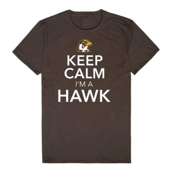 W Republic 523-667-BRN-04 Quincy University Hawks Keep Calm T-Shirt, Brown - Extra Large