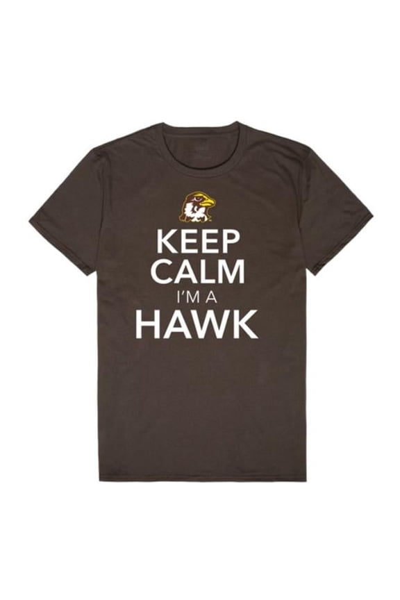 523-667-BRN-04 Quincy University Hawks Keep Calm T-Shirt, Brown - Extra Large