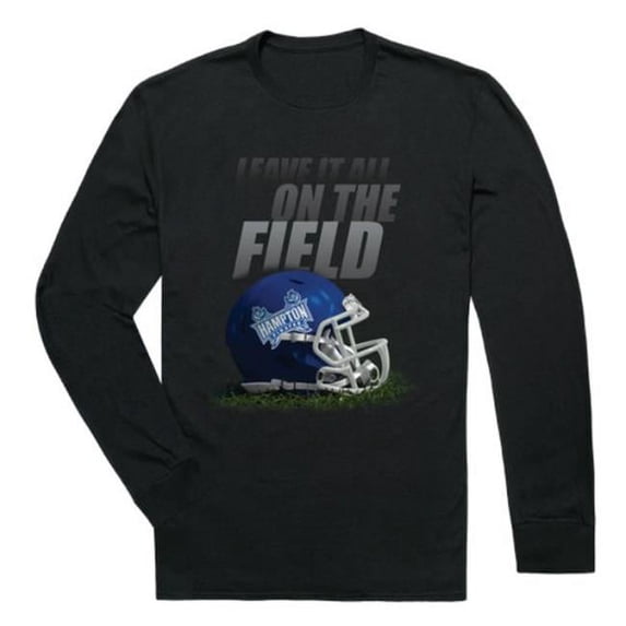 W Republic 525-489-BLK-02 Hampton University Pirates Gridiron Long Sleeve T-Shirt, Black - Medium