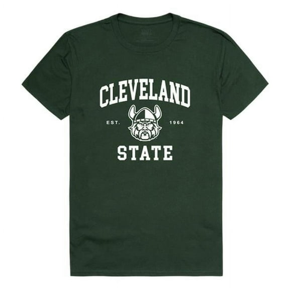 W Republic 526-282-FOR-03 Cleveland State University Men Seal T-Shirt, Forest White - Large