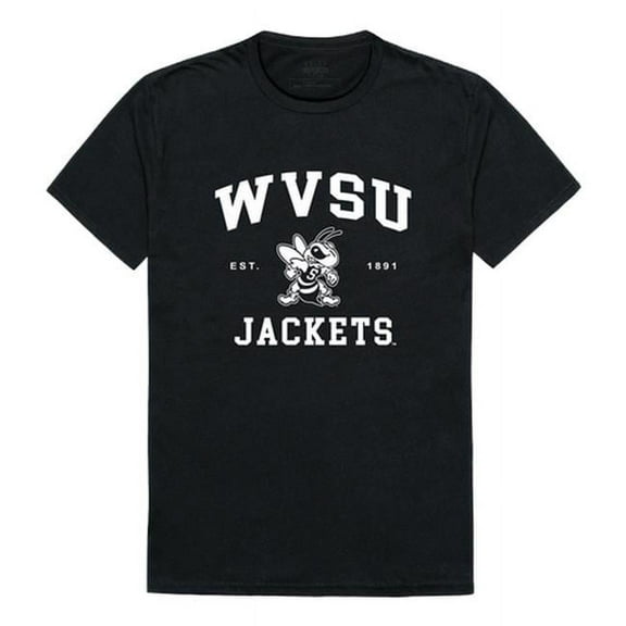 W Republic 526-404-BLK-04 West Virginia State University Seal T-Shirt, Black & White - Extra Large