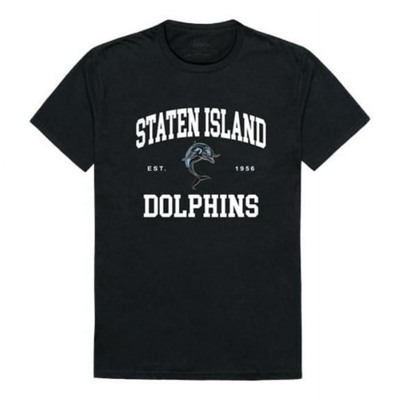 W Republic 526-676-BLK-02 College of Staten Island Dolphins Seal T-Shirt, Black - Medium