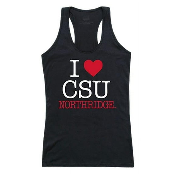 W Republic 532-166-BLK-04 California State University, Northridge Women I Love Tank Top, Black & White - Extra Large