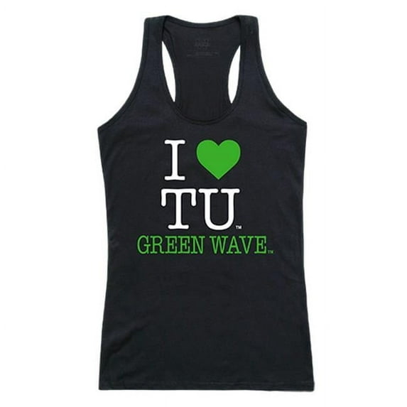 W Republic 532-198-BLK-01 Tulane University Women I Love Tank Top, Black & White - Small