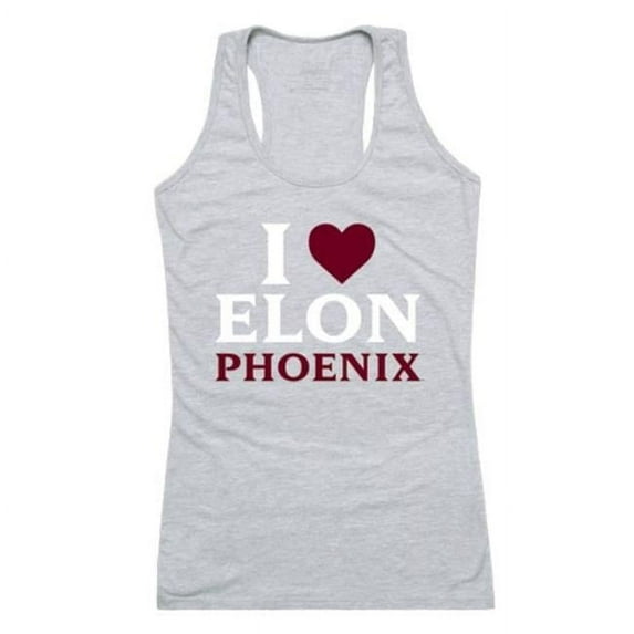 W Republic 532-517-HGY-02 Elon University Phoenix Women I Love Tank Top, Heather Grey - Medium