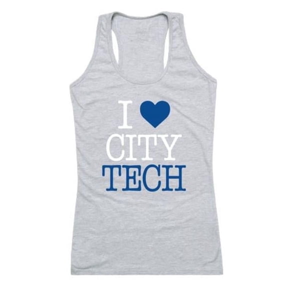 W Republic 532-664-HGY-01 New York City College of Technology Yellow Jackets Women I Love Tank Top, Heather Grey - Small