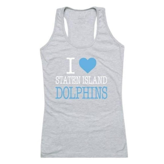 W Republic 532-676-HGY-01 College of Staten Island Dolphins Women I Love Tank Top, Heather Grey - Small