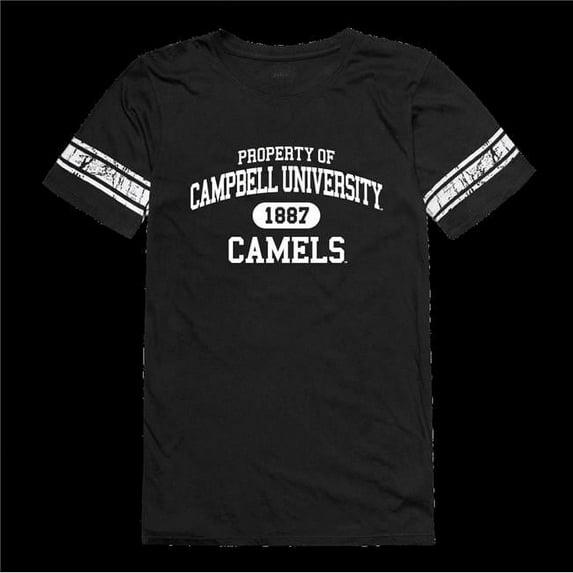 W Republic 533-276-BK2-05 Campbell University Fighting Camels Women Property Football T-Shirt, Black - 2XL