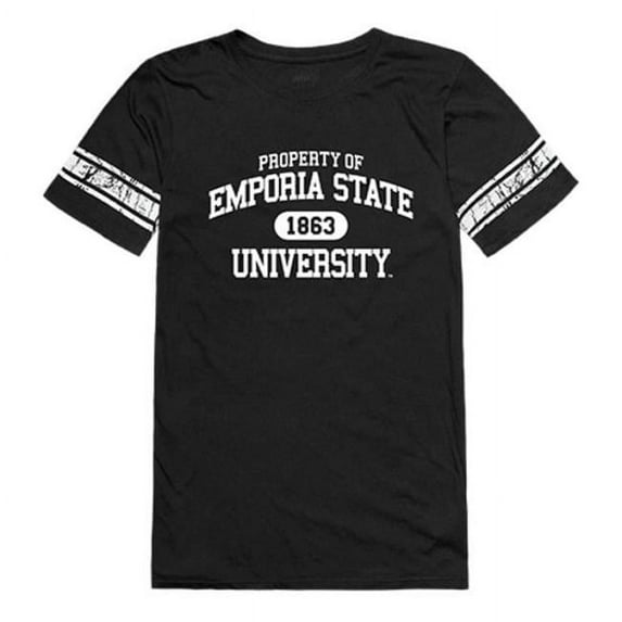 W Republic 533-423-BLK-04 Emporia State University Women Property Football T-Shirt, Black & White - Extra Large