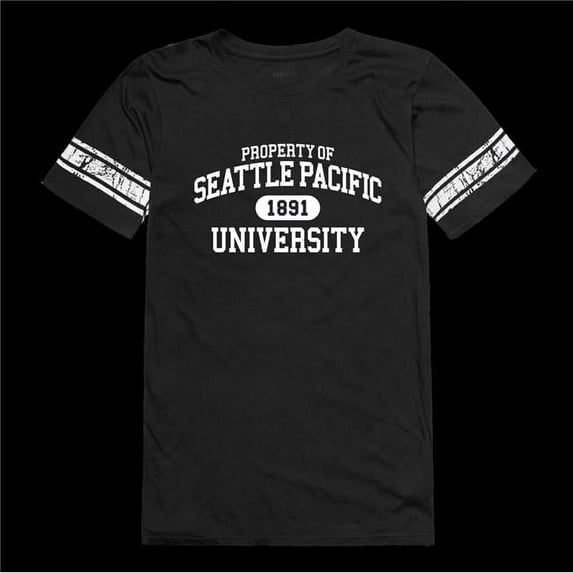 W Republic 533-670-BLK-04 Seattle Pacific University Falcons Women Property Football T-Shirt, Black - Extra Large
