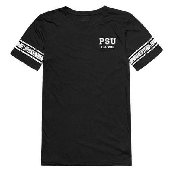 W Republic 534-229-BLK-01 Portland State University Women Practice Football Short Sleeve T-Shirt, Black & White - Small