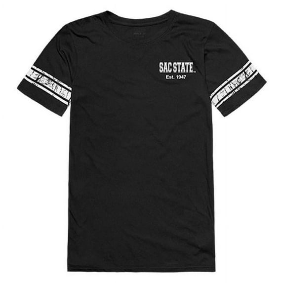 W Republic 534-231-BLK-02 Sacramento California State University Women Practice Football Short Sleeve T-Shirt, Black & White - Medium