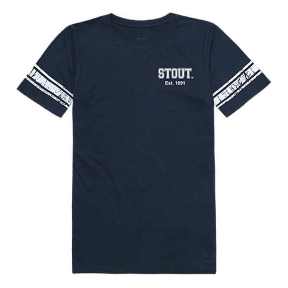 W Republic 534-413-NVY-02 University of Wisconsin-Stout Women Practice Football Short Sleeve T-Shirt, Navy - Medium