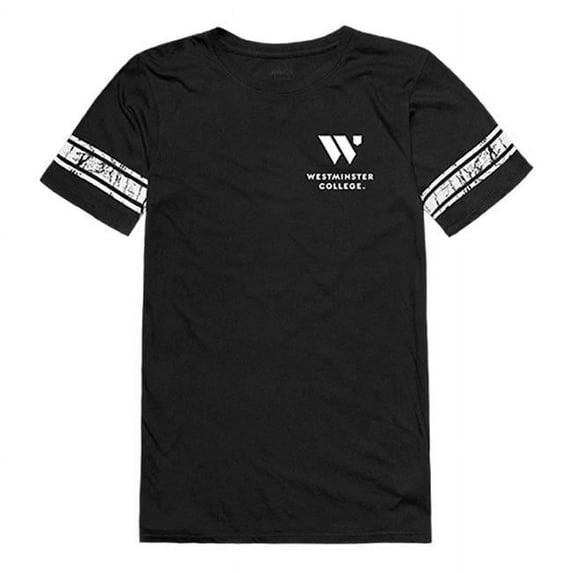 W Republic 534-421-BLK-02 Westminister College Women Practice Football Short Sleeve T-Shirt, Black & White - Medium