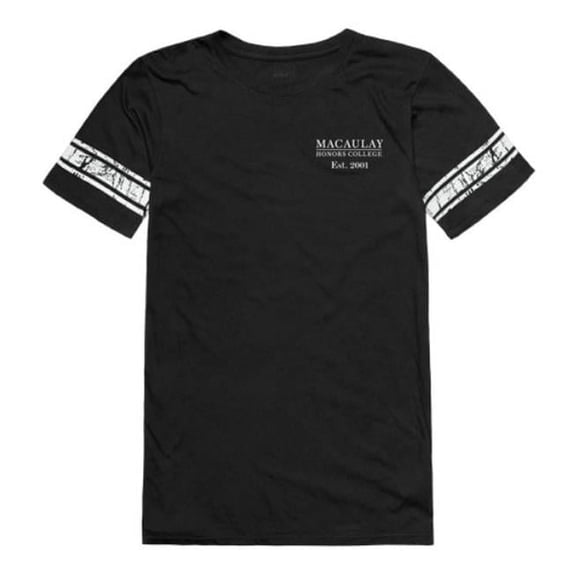 W Republic 534-534-BLK-04 Macaulay Honors College Women Practice Football T-Shirt, Black - Extra Large